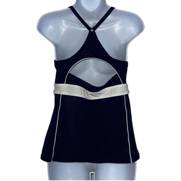 Lands End Womens Tankini Top 10 Solid Color Navy Blue Padded Wire Free Bra - Picture 6 of 9